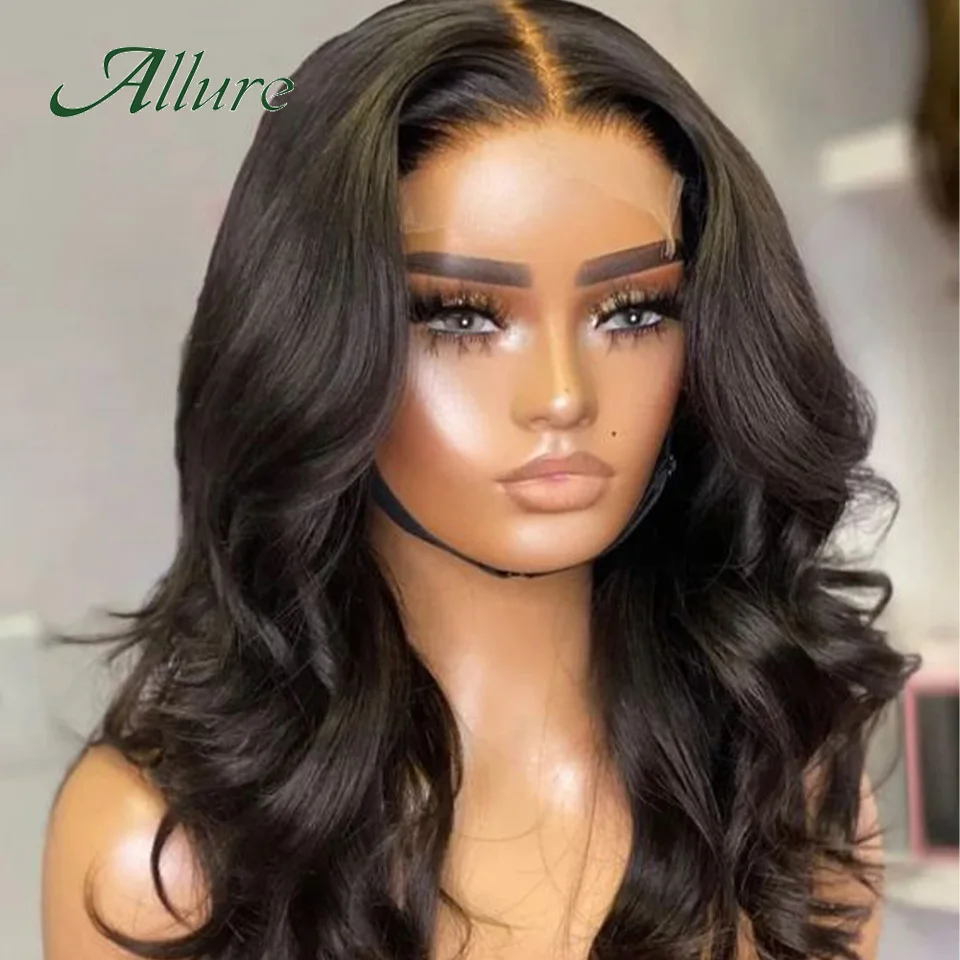 Body Wave Lace Front Human Hair Wigs Transparent Lace Wavy Wigs Pre Plucked T Part Lace Wig Brazilian Body Wave Lace Wig Allure