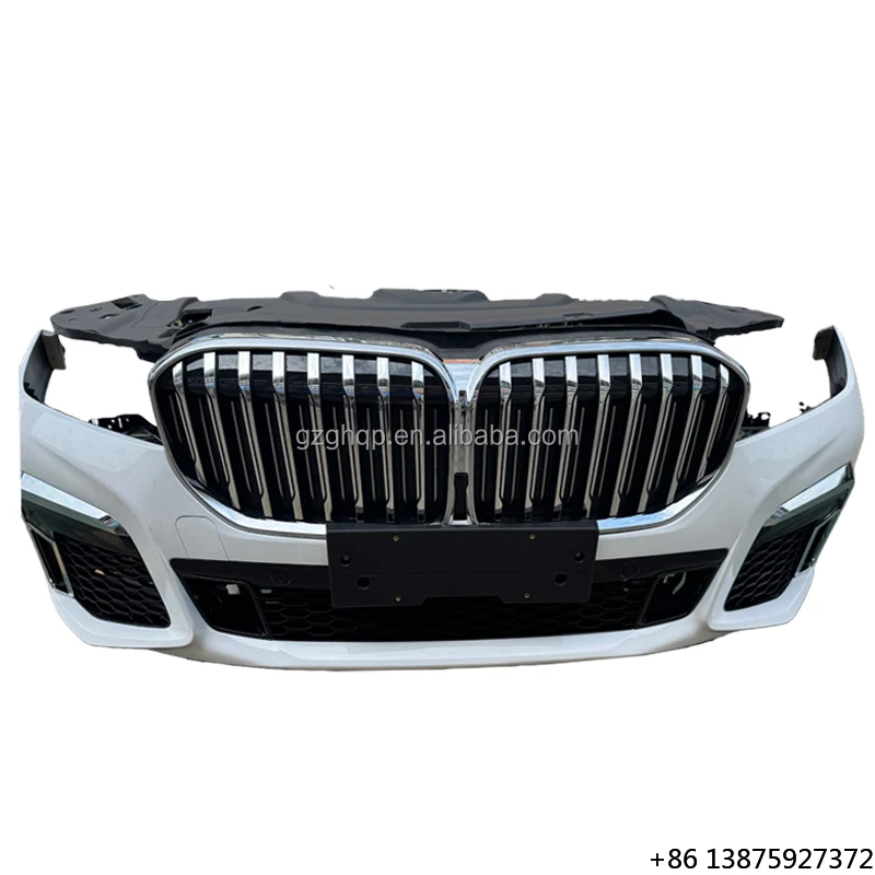 

Front Bumper Assembly with Fan Radiator for 7 Series G12 M Sport Package, Including Bumper, Grille, Hood, and Fenders.