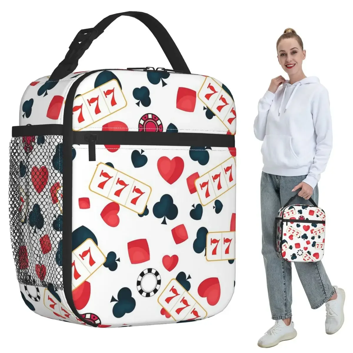 Poker Slot Machine Pattern Insulated Lunch Bag for Kids School Cooler Thermal Food Box Tote Portable Lunch Boxes Container