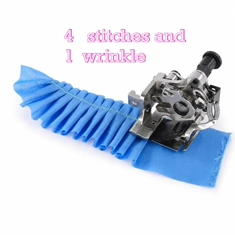 All-Steel 4-Stitch Pleating Presser Foot, Single Needle Flat Sewing Machine Gathering Foot for Thin Fabric