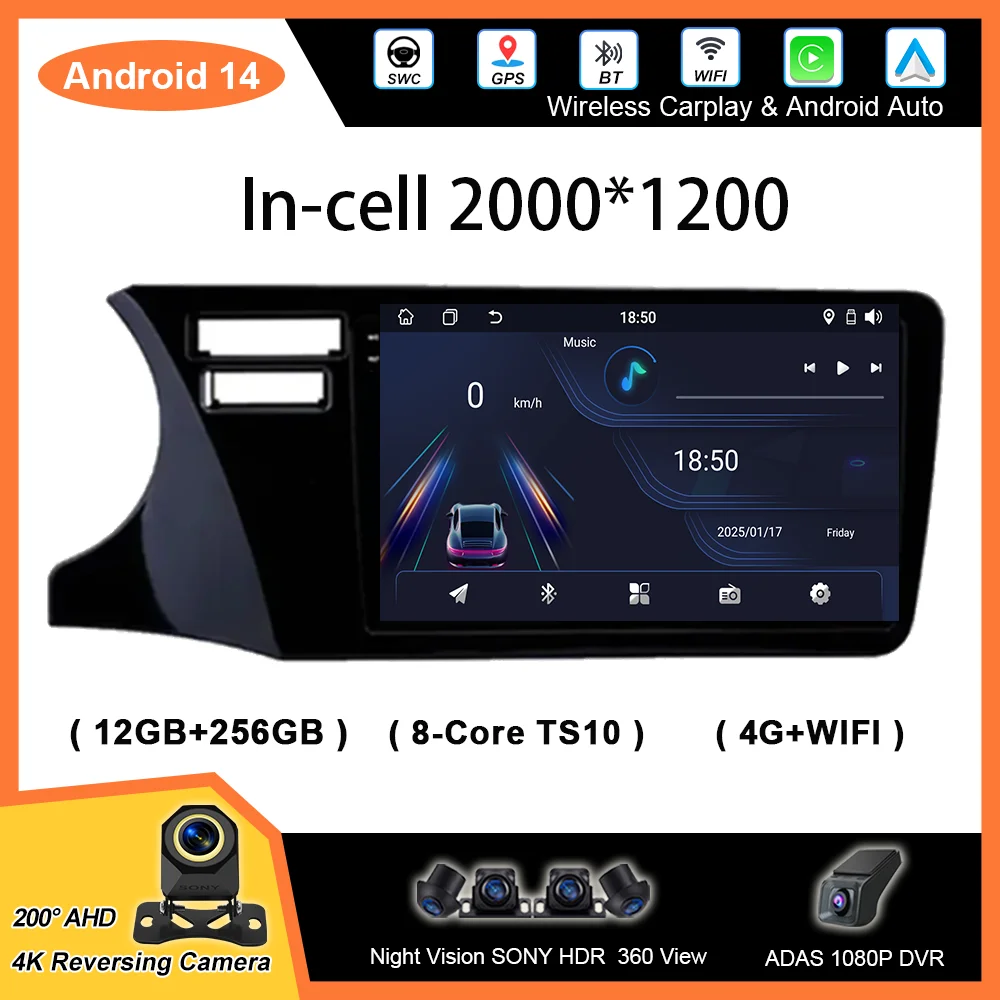 

Carplay Android Auto Car Radio Stereo For Honda City 2014-2019 Multimidia Video Player QLED Touch Screen 2din Head Unit Carplay