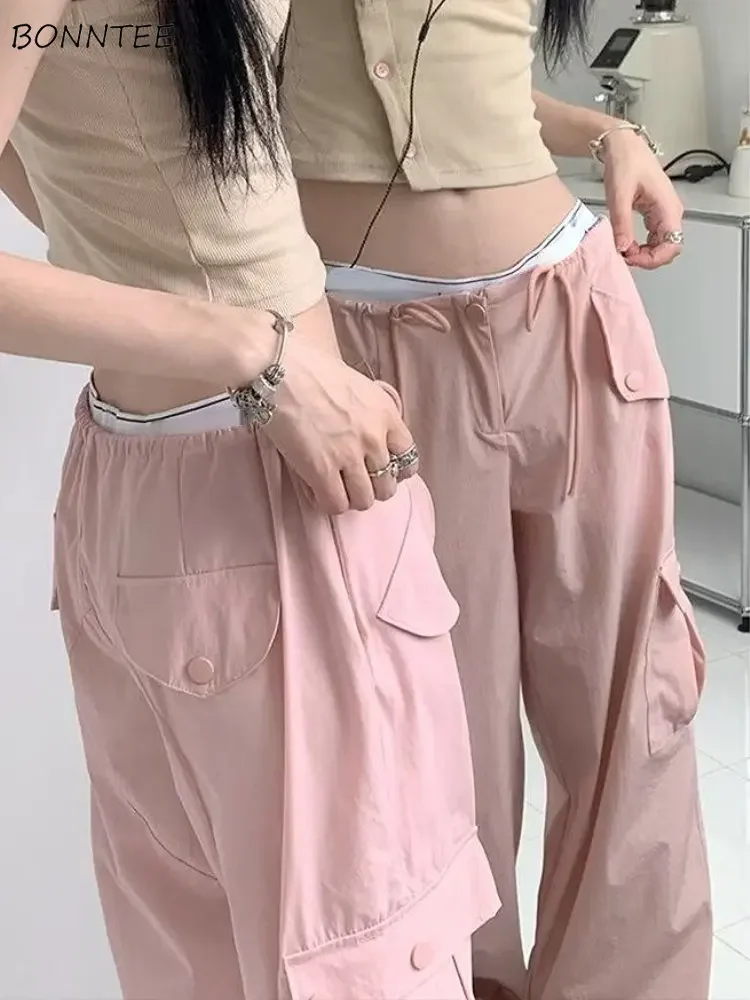 Cargo Pants Women Kpop Y2k Loose New Summer Pink Hotsweet Streetwear Preppy Leisure Chic Design All-match Harajuku OOTD Trouser