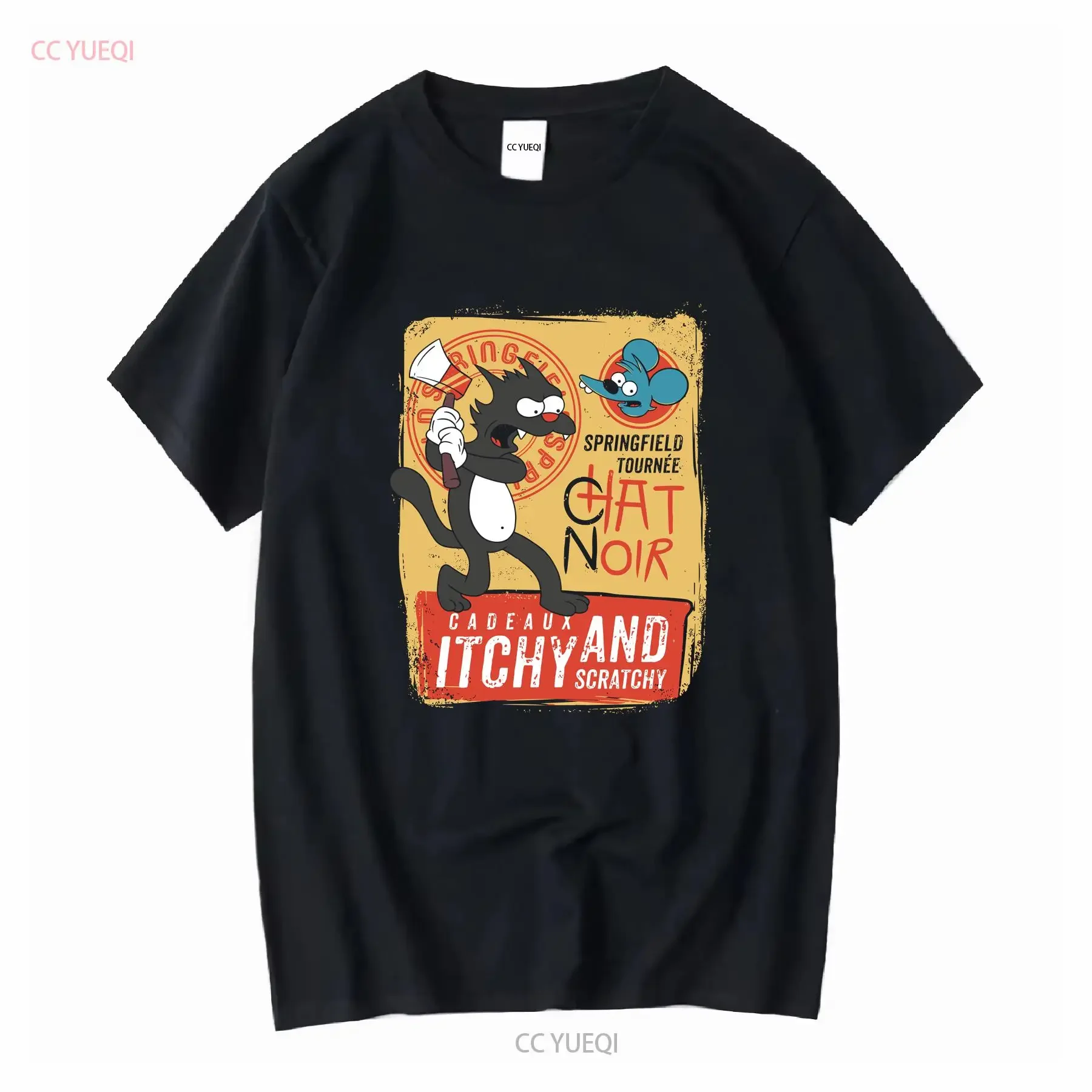 Itchy and Scratchy funny T shirt cartoon The Simp sons HQ 100 Cotton long or short sleeves vintage Washed Versatile Stylish