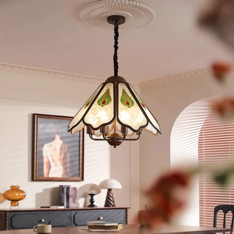 Japanese Mid Ancient Iron Ceiling Lights Designer Dining Table Retro Glass Hanging Lamps Restaurant Cafe Kitchen Lighting Decor