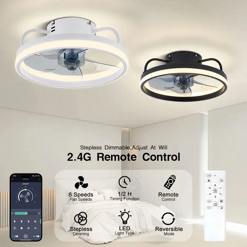 

Потолочные вентиляторы с подсветкой APP emote Control Двигатель постоянного тока Бесступенчатая регулировка яркости 6-скоростной двигатель постоянного тока Бесступенчатая регулировка яркости 33-40 см Умный вентилятор Свет