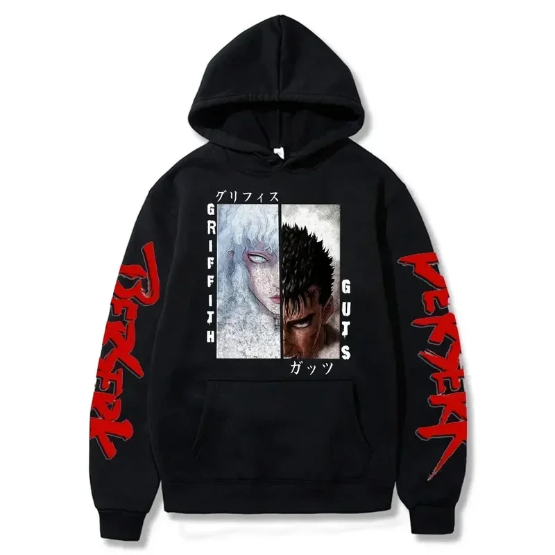 Anime Berserk Guts Griffith Print Hoodie Funny Manga Hoodies Clothes Hip Hop Casual Men Women Harajuku Oversized Sweatshirt Coat