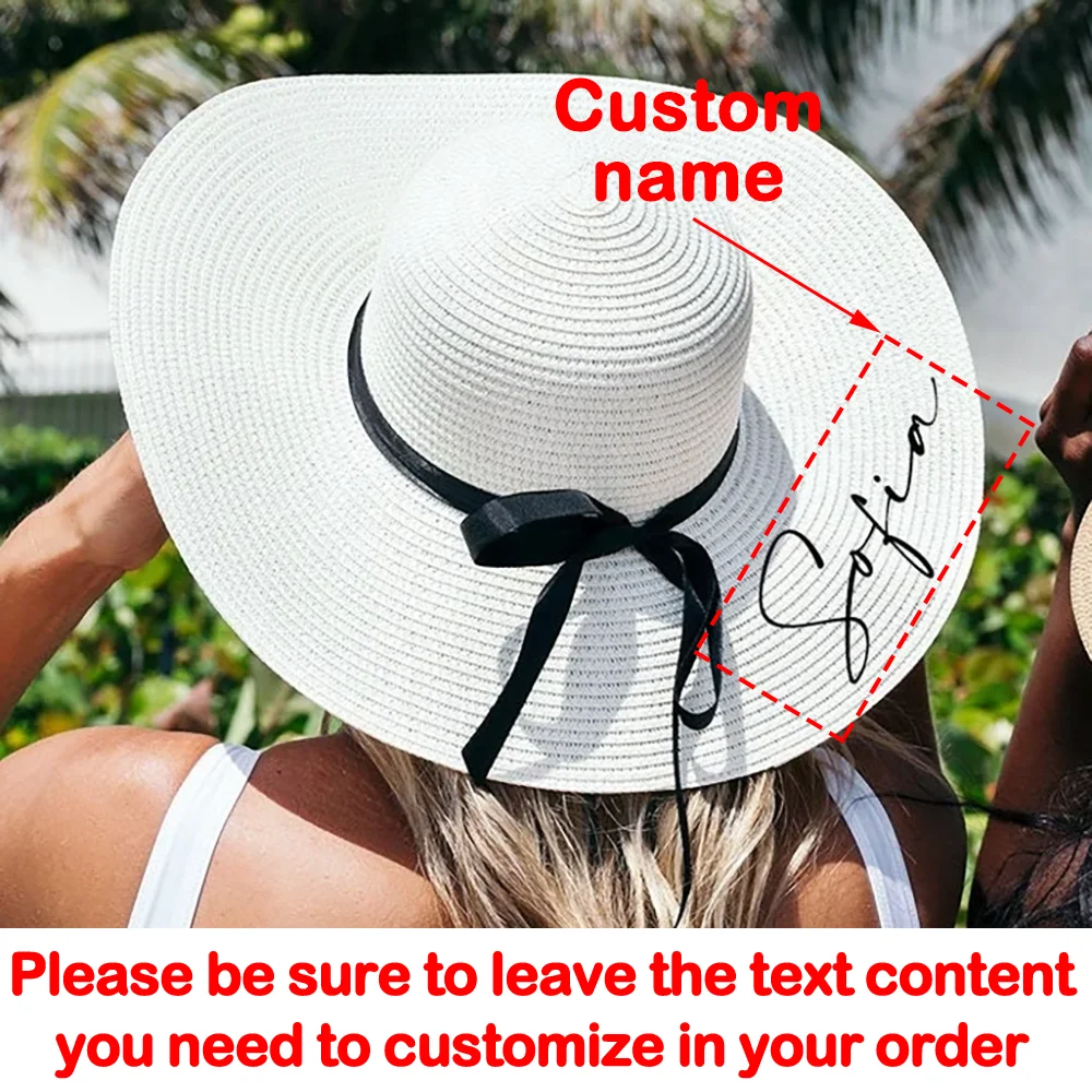 اسم مخصص 1 قطعة قبعة الشاطئ المرنة شاطئ الزفاف العروس فريق اكسسوارات البكالوريوس حفلة وصيفة الشرف تذكارية الزفاف دش هدية #5
