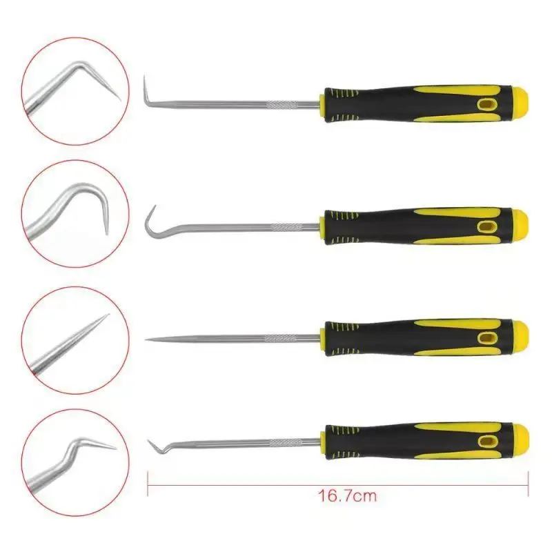 4-teiliges Set mit langem Pick- und Haken, Dichtungsabzieher, Pick-Werkzeuge zum Entfernen von Auto-Auto-Öldichtungs-O-Ring-Dichtungswerkzeugen – Detail 5