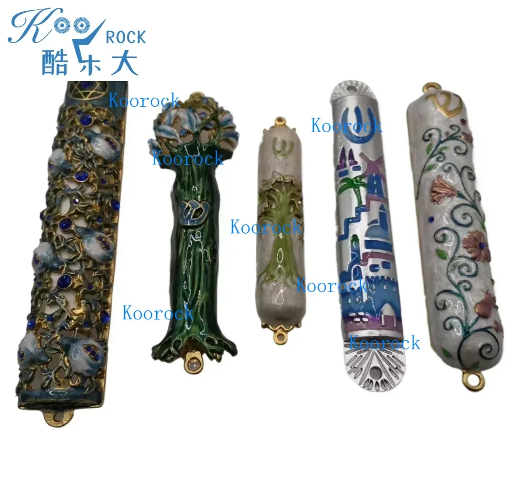 Handcrafted Enamel & Alloy Mezuzah Case with Kosher Scroll, Elegant Judaica Gift for Home Blessing & Doorpost Protection