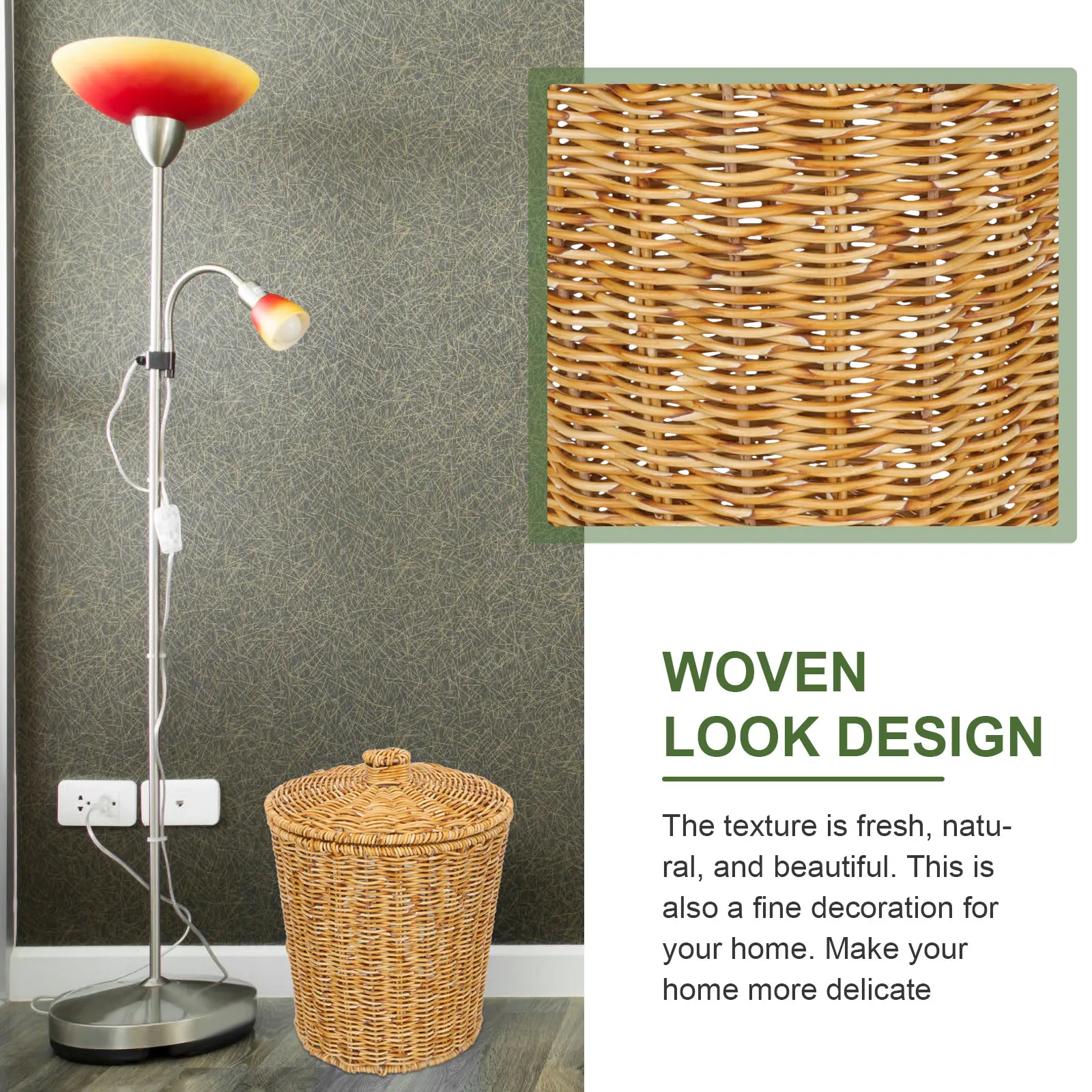 

Woven Storage Baskets Trash Holder Handmade Simple Childproof Eco Friendly Large Capacity Household Container Plant