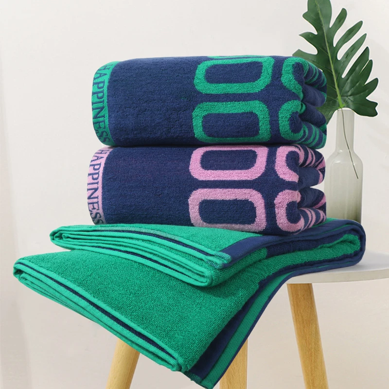 Pure Cotton Bath Towels Set for Couples Children & Adults - Lint-Free Durable Towels with Contrasting Color Design