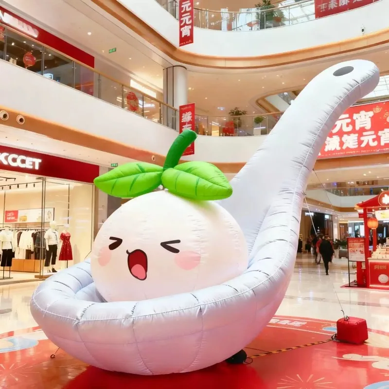 Cute cartoon inflatable dumpling air mold large Lantern Festival white round modeling shopping mall performance props Mei Chen