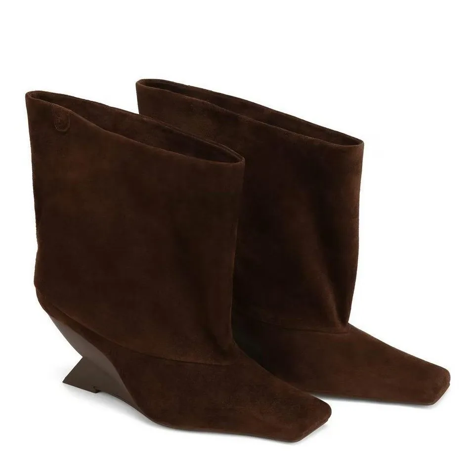 

Autumn And Winter Europe And America New Women's Ankle Boots Retro Suede Square Toe Wedge Boots Fashion Boots