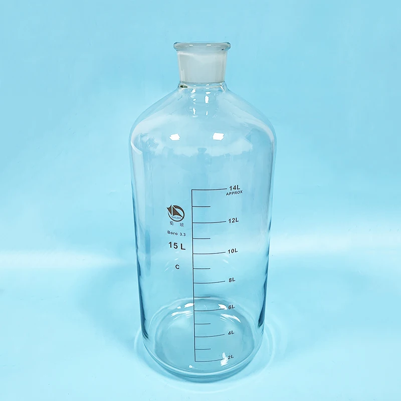 SHUBO Serum bottle, Borosilicate glass, C model 15000mL, Caliber 13#, Reagent bottle, Graduation Sample Vials Lid