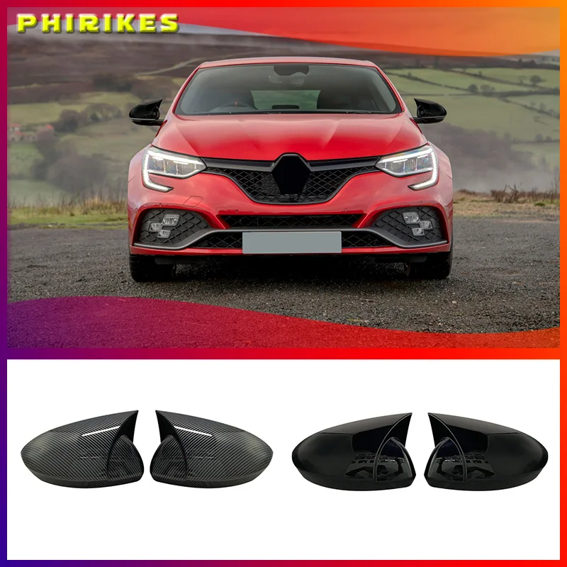 Glossy Black/Carbon Fiber Car Side Wing Rearview Mirror Cover Cap For Renault Megane 4 MK4 2016-2020 Side Mirror Cover