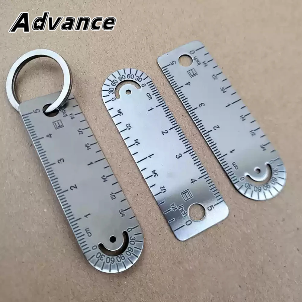 Mini Titanium Alloy Ruler Titanium Small Ruler Keychain Accessories Outdoor Tool