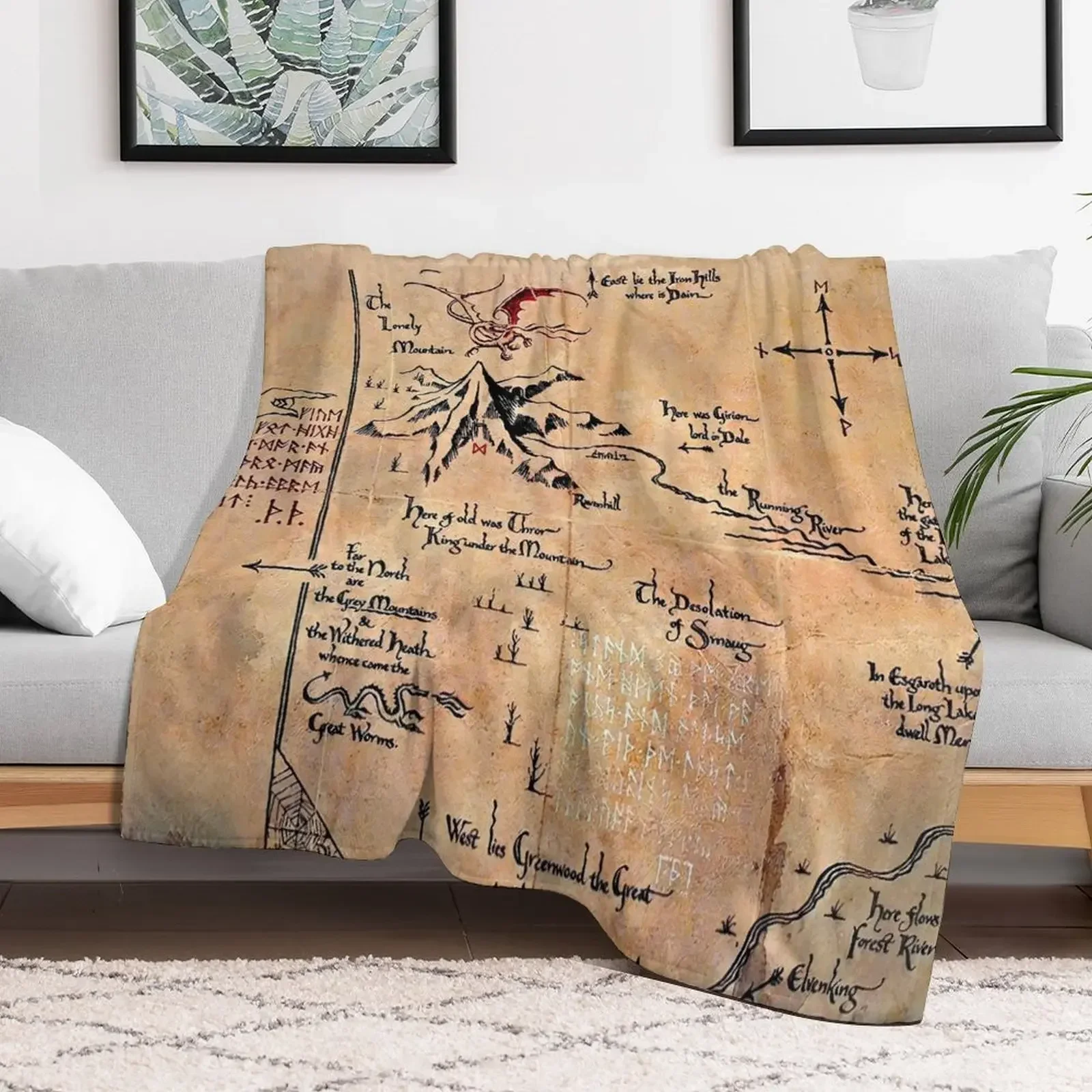 

map of the lonely mountain, Erebor Throw Blanket Weighted Heavy Extra Large Throw Blankets