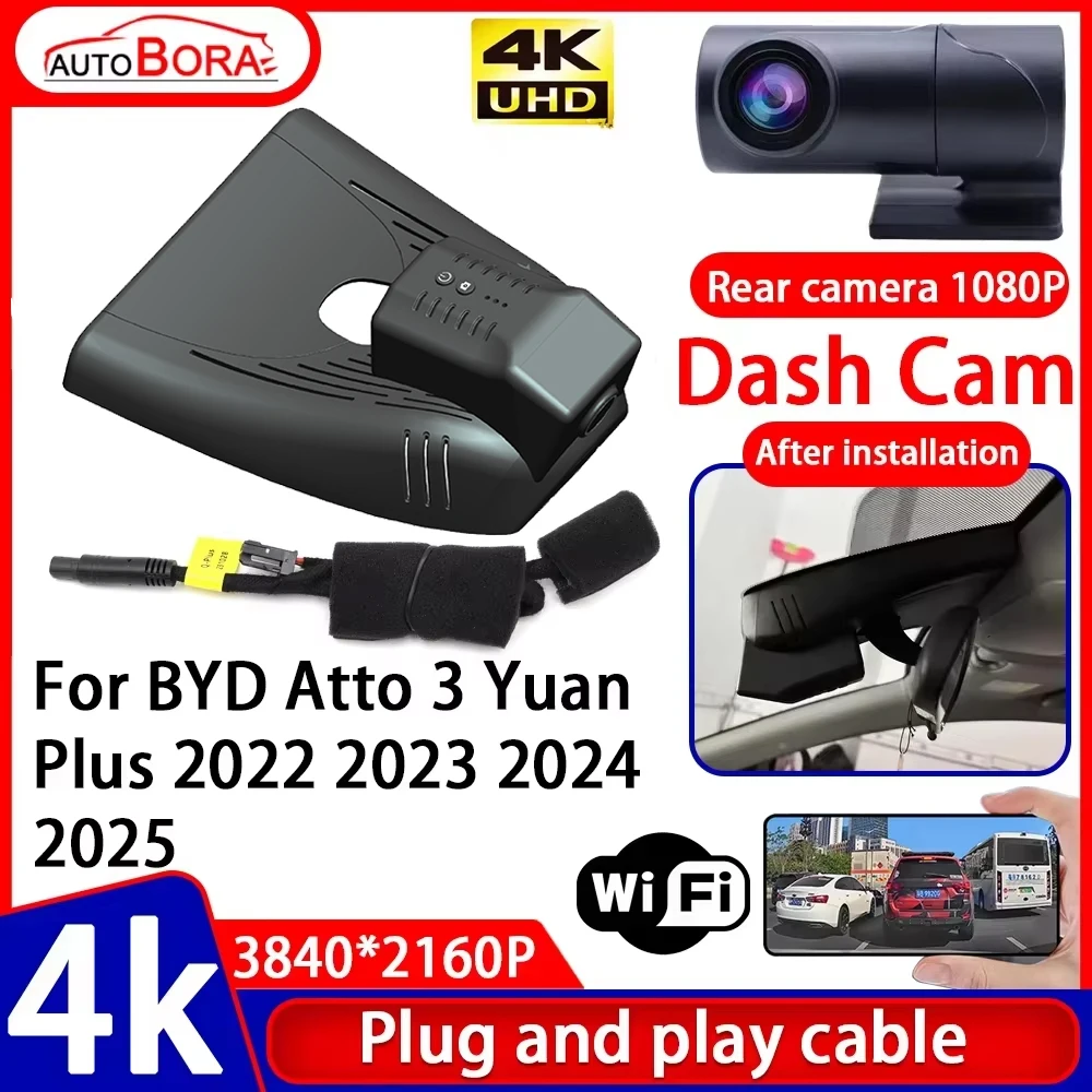 

ZhuCamX Video Recorder Night Visio 4K UHD Plug and Play Car DVR Dash Cam Camera for BYD Atto 3 Yuan Plus 2022 2023 2024 2025