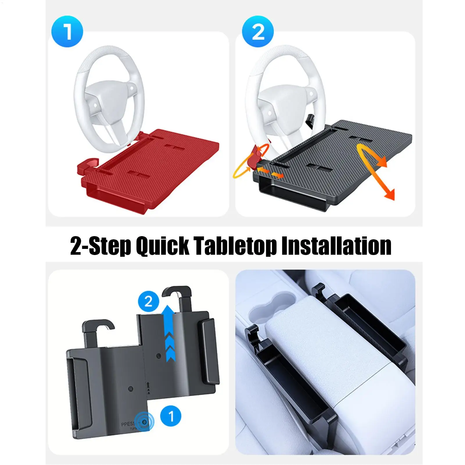 

Steering Wheel Tray Table Convertible Anti-Slip Desk Steering Wheel Computer Holder For Snack Drinks Tablet Video Conference