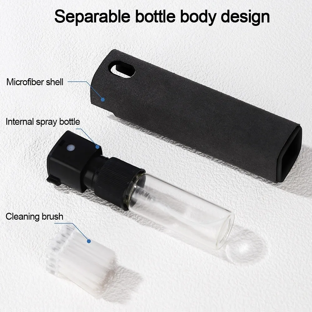 2 in 1 Mobile Phone Screen Cleaner Microfiber Cloth Portable Screen Dust Remover Brush Included Dust Remover Tool Spray Cleaner
