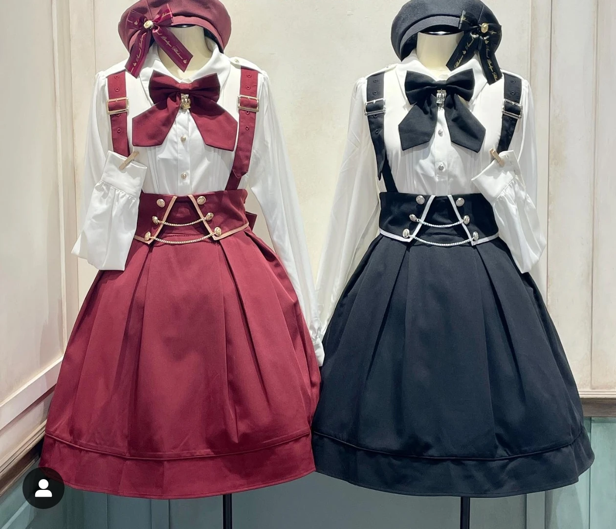 النمط الياباني أنيقة الحلو دمية طوق القوس طويلة الأكمام تنوعا قميص عالية الخصر ضئيلة ألف خط التنانير قطعتين مجموعة للنساء #2