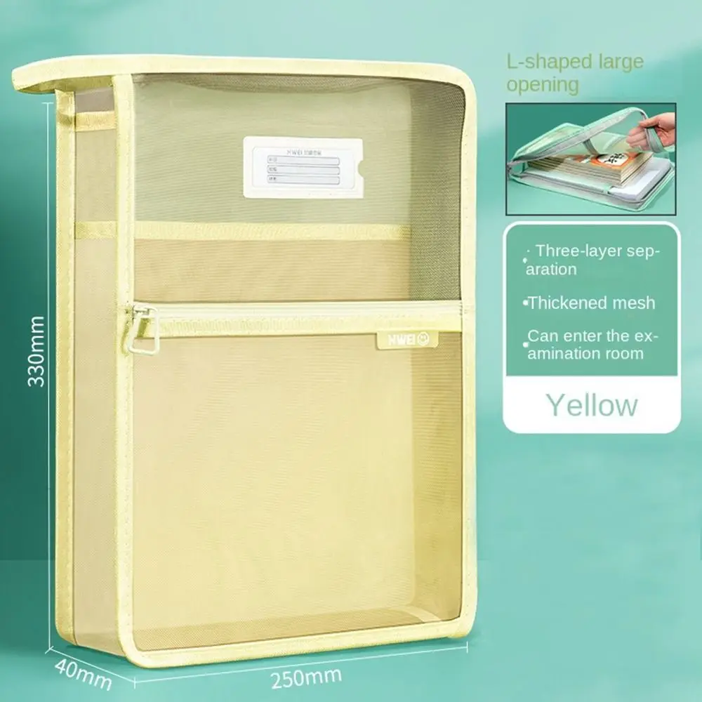 Nylon Mesh Mesh Zipper Pouch Bag Large Capacity Transparent Document Bag Thickened Multifunctional Data Storage Bag