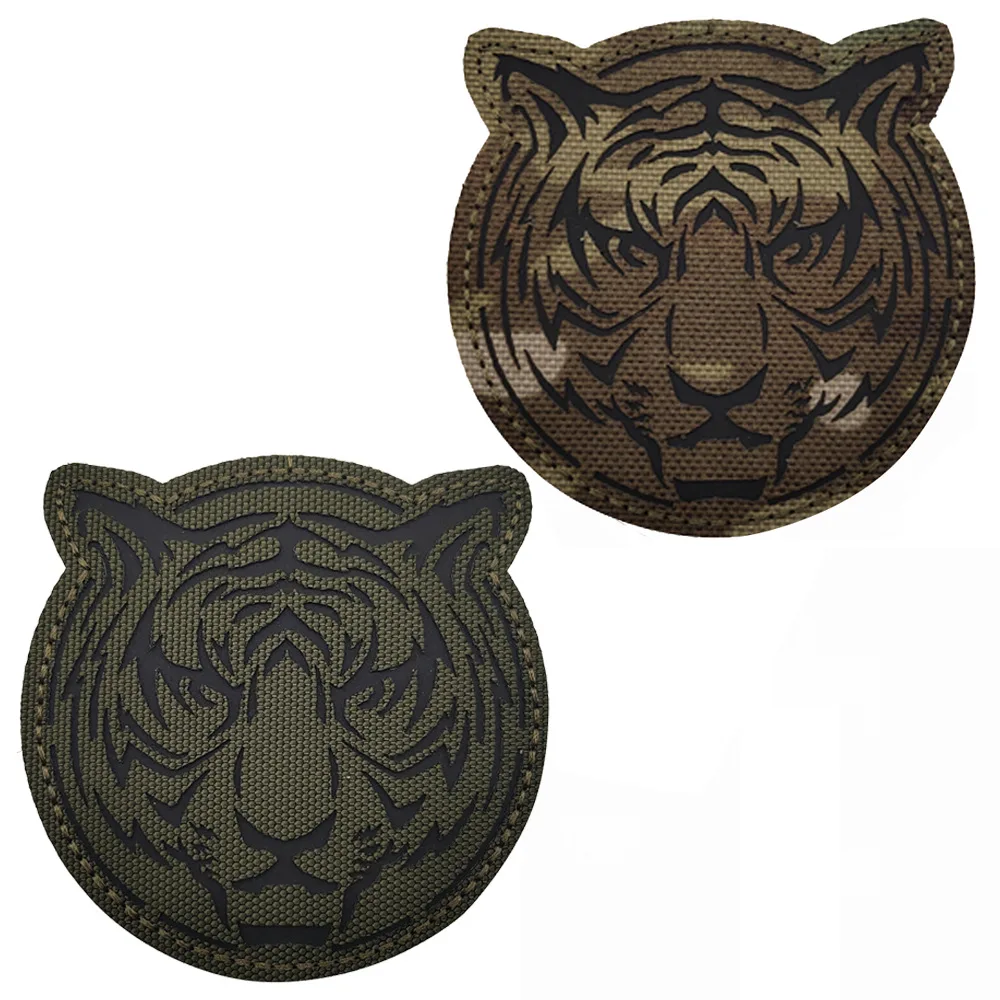 Infrared IR Reflective Animal Tiger Embroidered Patches Tiger Head Appliqued Patch For Clothing Backpack