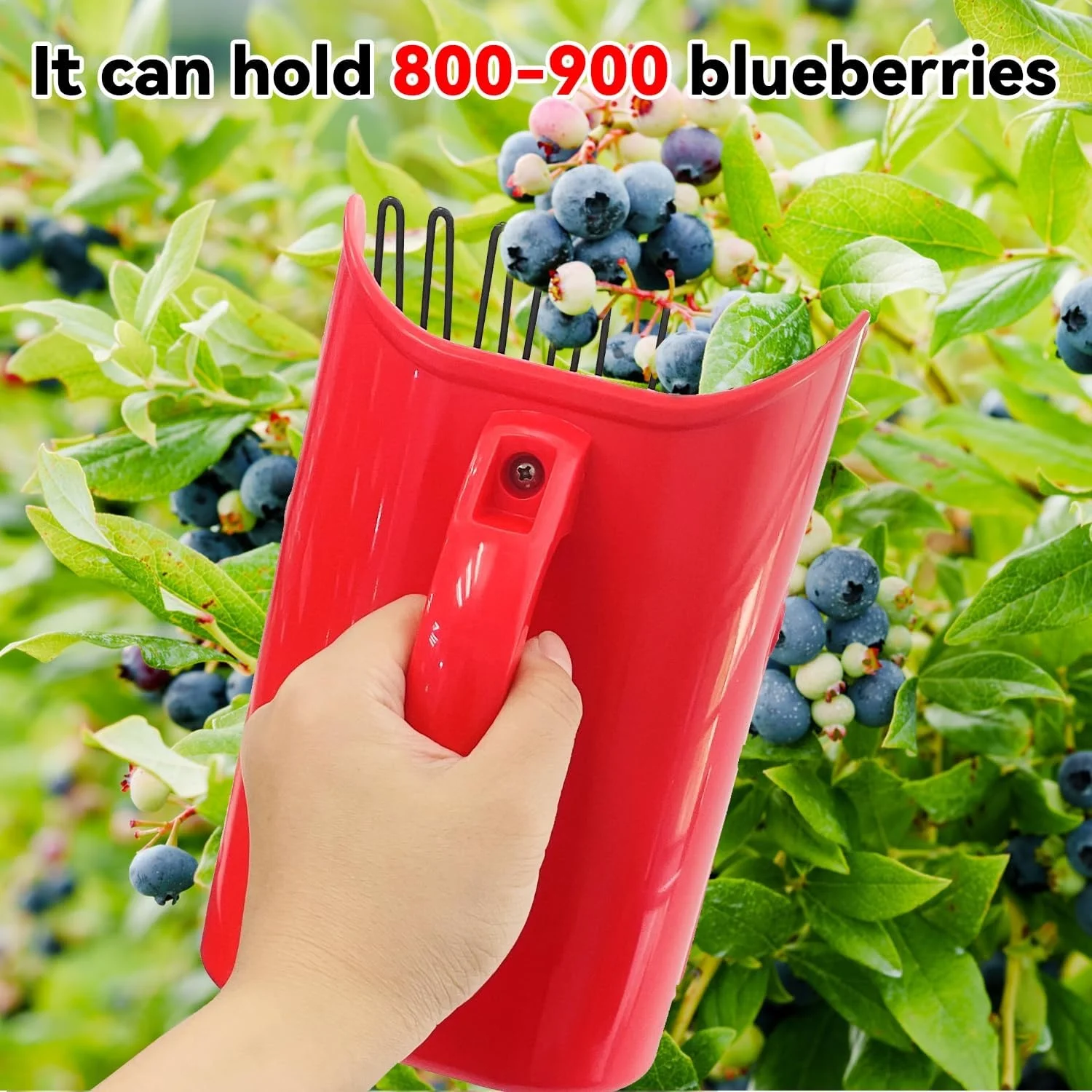 1pc Red Plastic Berry Picker, Metal Comb Fruit Scoop, Ergonomic Handle Harvest Tool for Multiple Berries