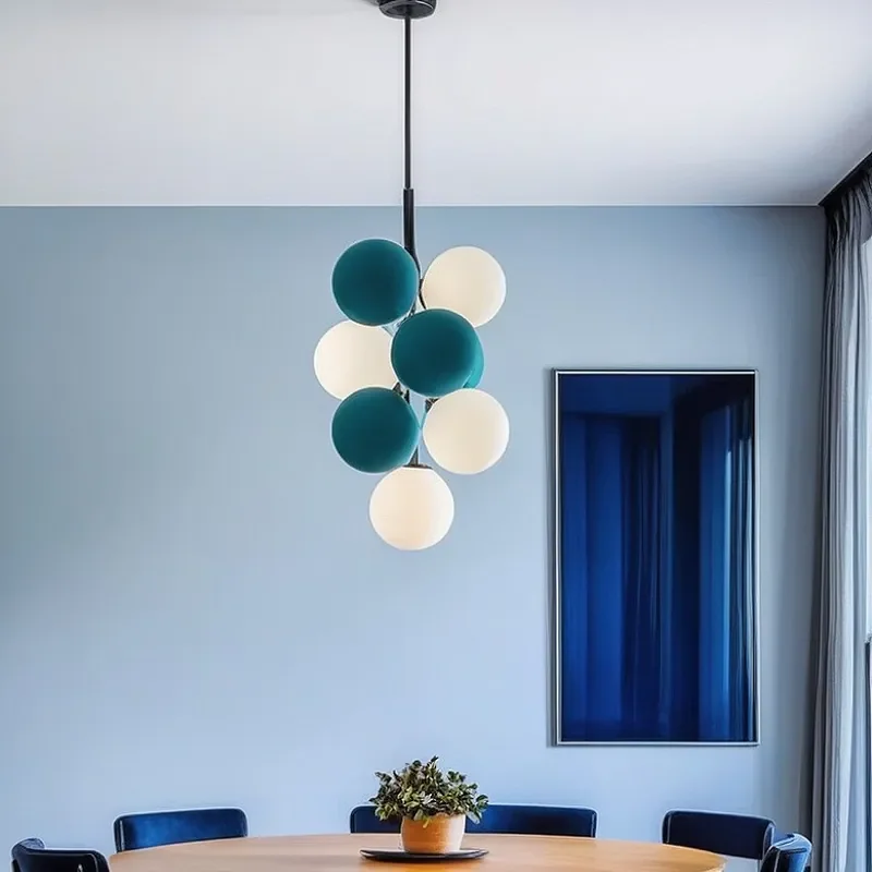 

Wabi Stillwind Designer Creative Grape Flannel Ball Chandelier for Villa Living Room Dining Room Luxury Bar Counter Bedroom