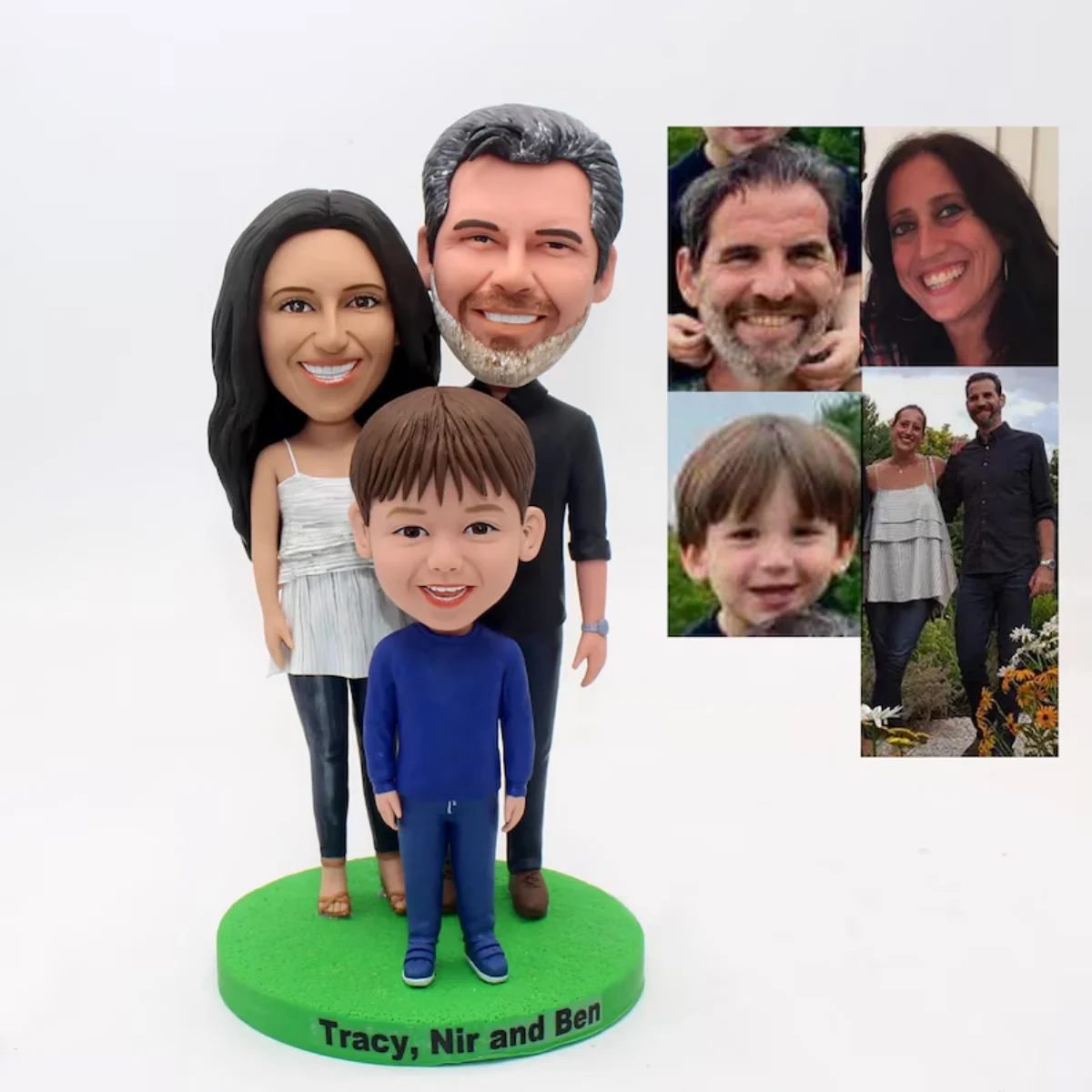 Custom Family Bobblehead From Photo Personalized 3 Person Figurine Handmade Gift Family Keepsake Decoration