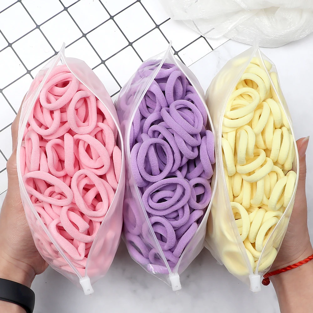 50/100PCS/Set Girls Small 3cm Elastic Hair Bands Colorful Children Nylon Scrunchie Headband Kid Ponytail Holder Hair Accessories