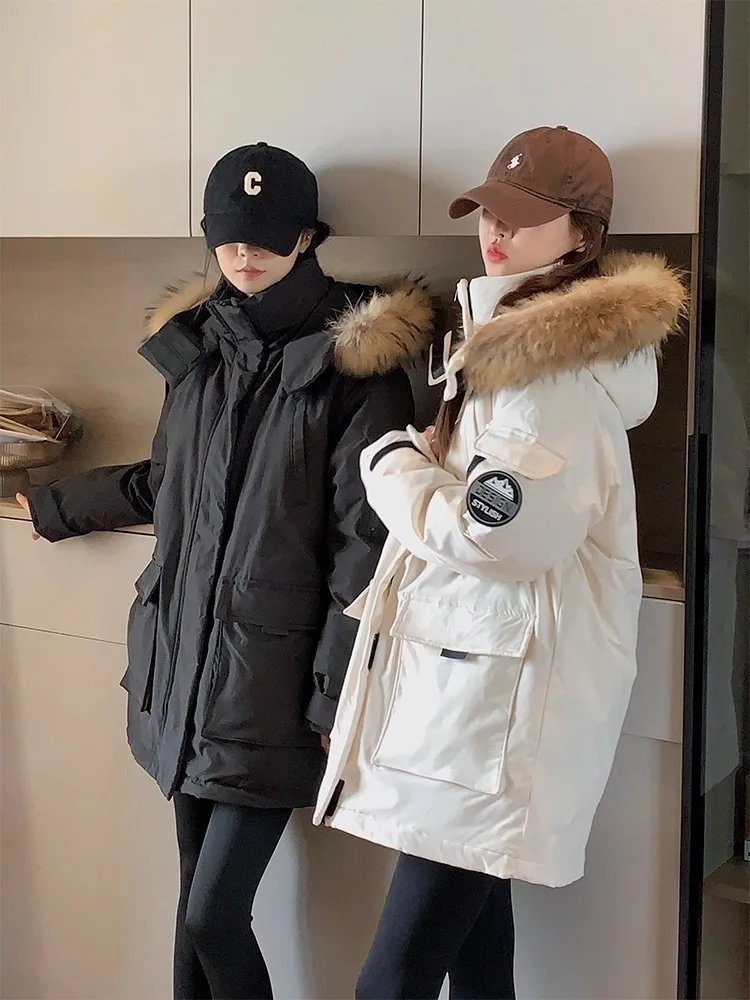 

Женская зимняя парка, теплая, с подогревом, в европейском стиле, с капюшоном, многослойная, средней длины, для повседневной носки