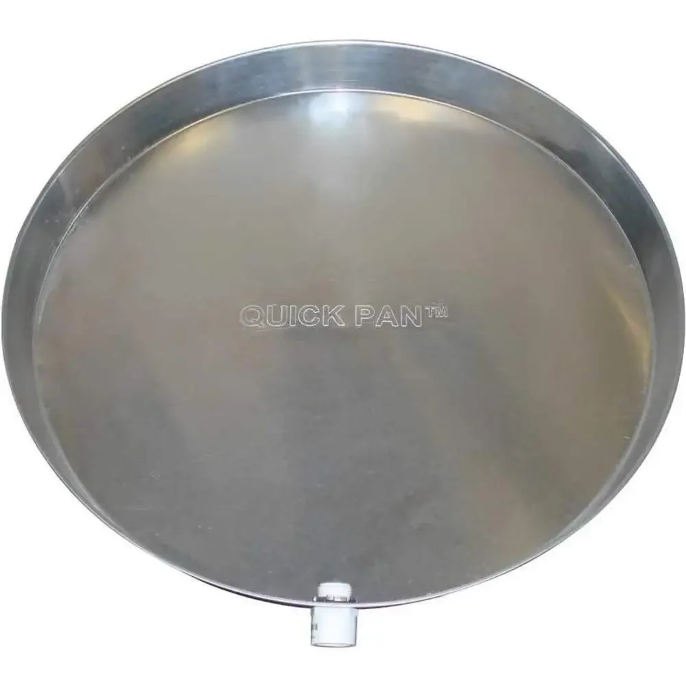 Aluminium Water Heater Pan Tray 28 Inch PVC Drain Fitting Sturdy Circular Design Overflow Prevention