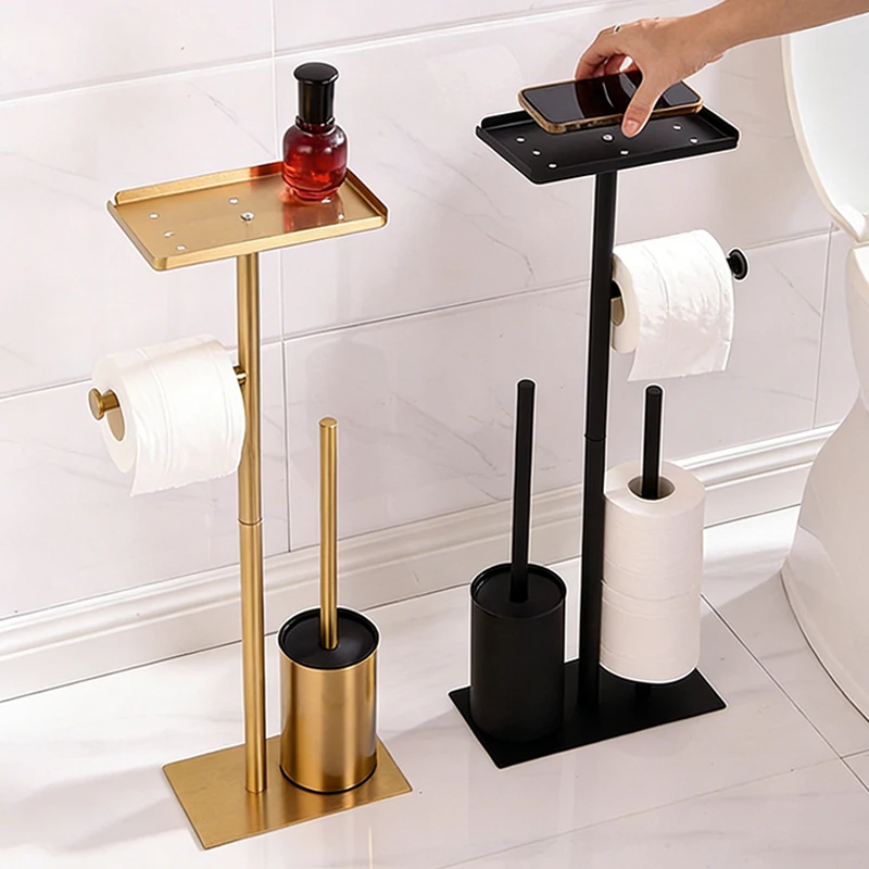 New Toilet brush Floor paper towel holder Household bathroom waterproof toilet paper roll paper vertical integrated storage rack
