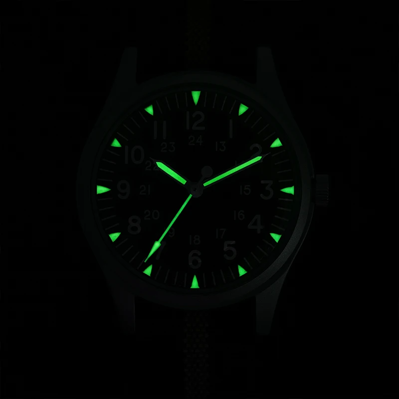 Militado 36mm relógio de campo retrô vh31 quartzo bolha cristal c3 super luminoso aço inoxidável 10bar relógio homenagem à prova d\'água ml07