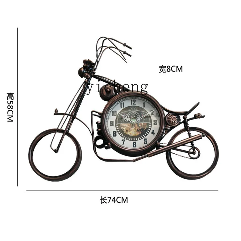 ZYA Iron Art Motorcycle Wall Clock Industrial Style Internet Cafe Clothing Store Creative Wall Decoration