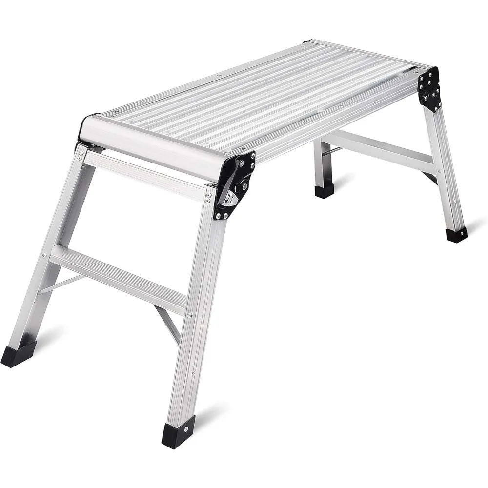 

Work Platform Aluminum 30"x12"x20" Step Ladder Heavy Duty Foldable Aluminum Platform 330 Lbs Capacity