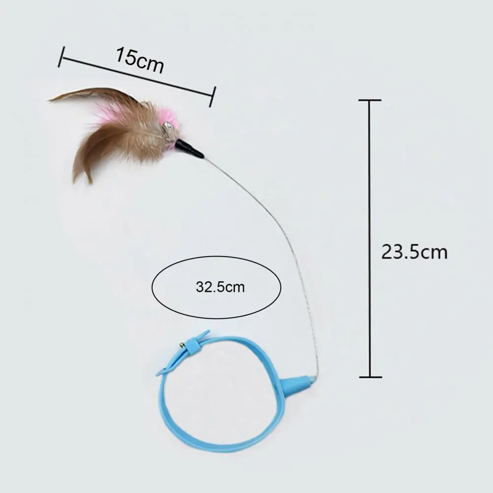 طوق قط تفاعلي لعبة عصا مداعبة بريش ملون وجرس تصميم قابل للتعديل لعبة ذاتية اللعب عصا مداعبة للقطط - 6