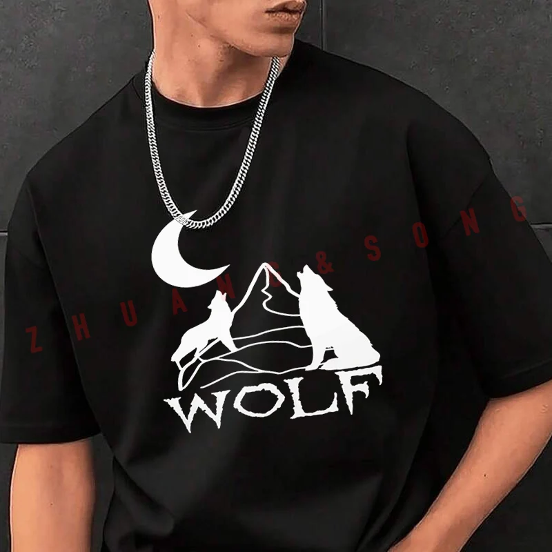 

Мужская модная футболка с графическим дизайном Wolves, повседневные модные футболки на лето, удобные топы с короткими рукавами
