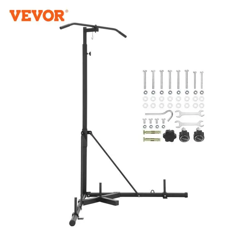 VEVOR 2 in 1 Punching Bag Stand Steel Heavy Duty Workout Equipment Adjustable Height with Pull Up Bar Holds Up to 400 lbs