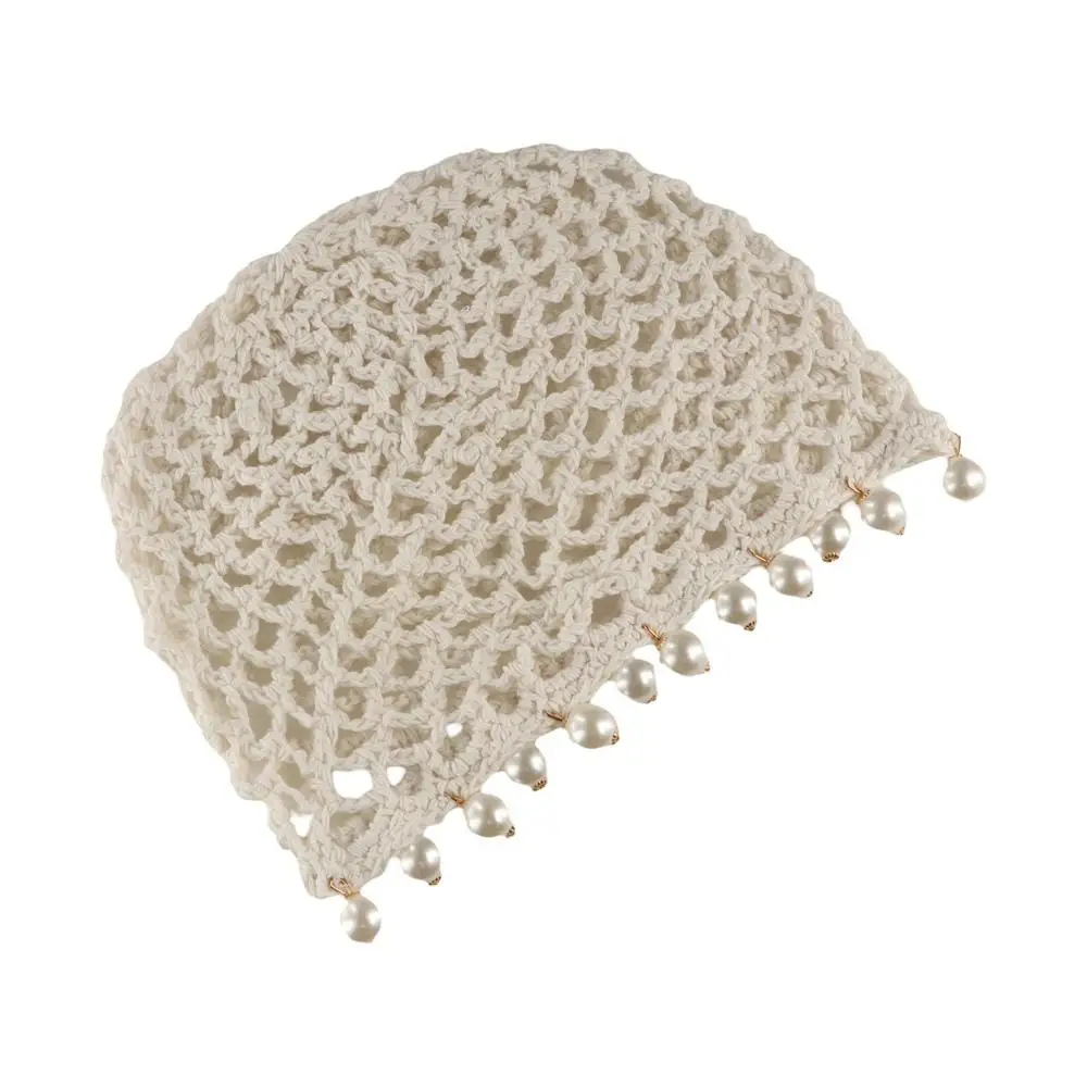 

Cute Round Beads Crochet Hollow Tassels Knitted Hat Hollow Out Cap Knit Beanies Weave Korean Ethnic Style Hat Outdoor