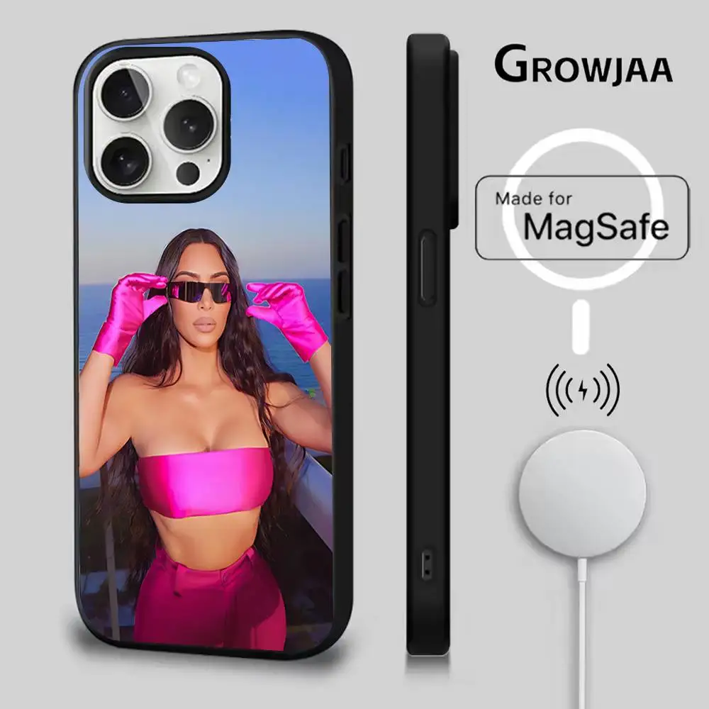 K-Kim K-Kardashians Capa de telefone engraçada para iPhone 17,16,15,14,13,12,11,Pro,Max,Plus,Mini,SE4,E Carregamento sem fio magnético Magsafe
