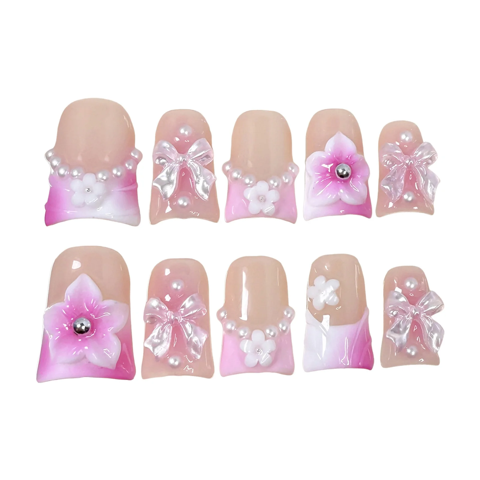 

Nail Art Stickers With Pearl And Floral Design For Women Girls Party Wedding