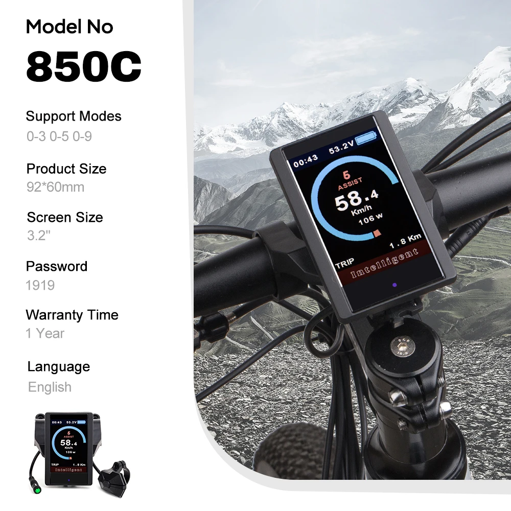 Bafang LCD Color Display Instrument 36V 48V 52V P860C 860C P850C 600C C965 DPC18 BF-UART Killswitch Bluetooth 750W Motor E-bike image 9