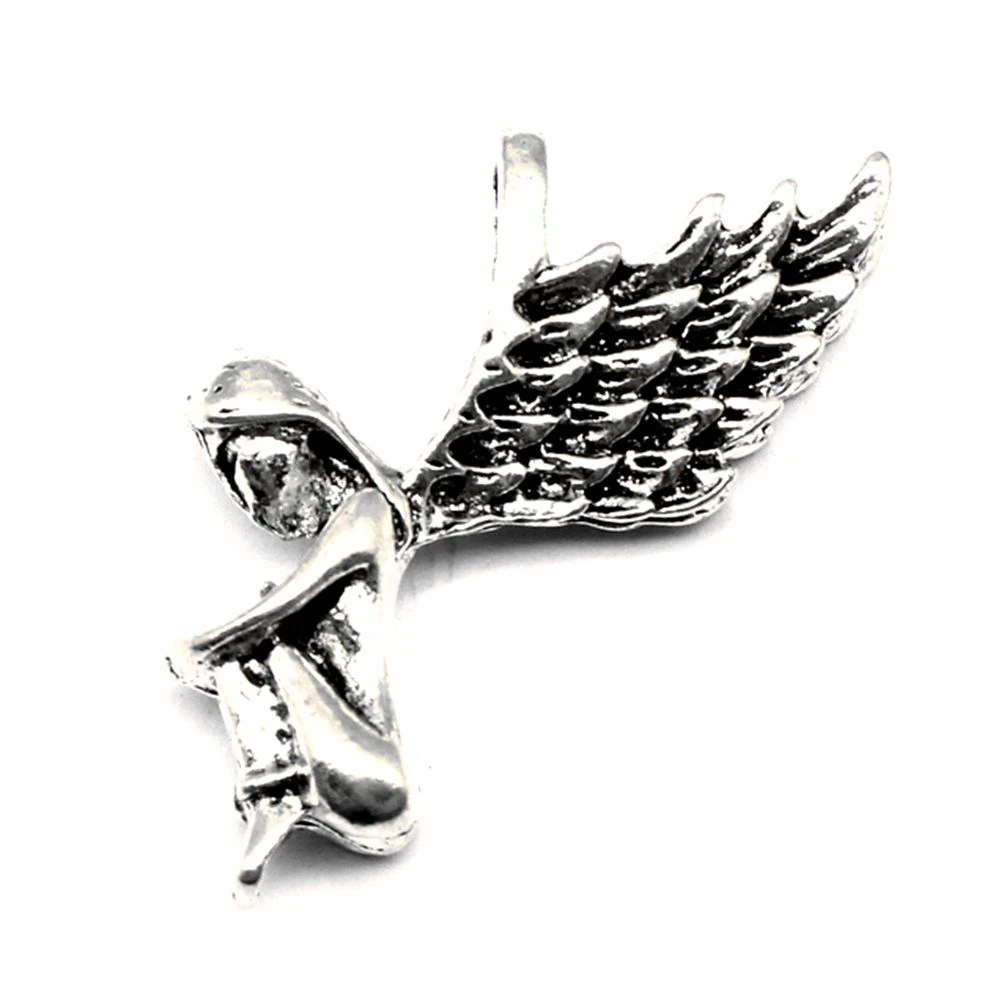 2pcs 24x43mm Angel Pendants Vintage Pendant Crafts Accessories Jewelleri Antique Silver Color