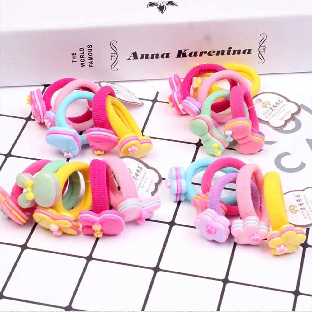

20PCS Kids Tie Cartoon Hair Rope Baby Girl Stretch Ring Holder Girl Hair Tie Seamless Ponytail Daily Accessories Gifts