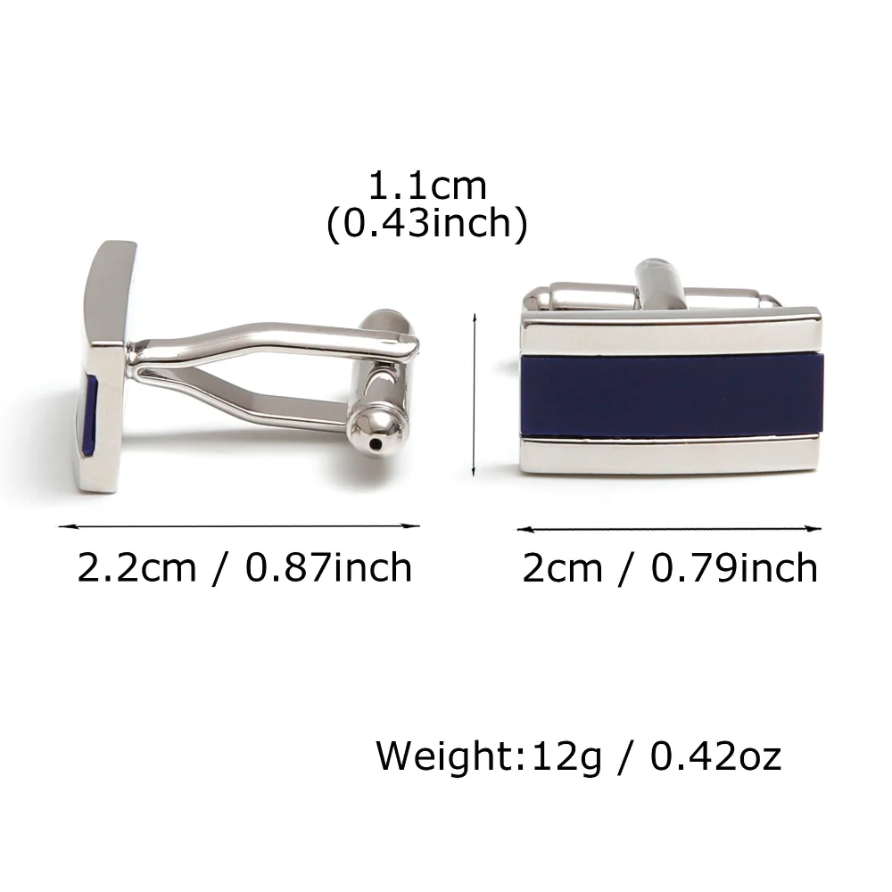 Silver Edged Blue Striped Square Cufflinks Men's Banquet Shirt Business Suit Cuff Buckle Decorative Minimalist Cufflinks