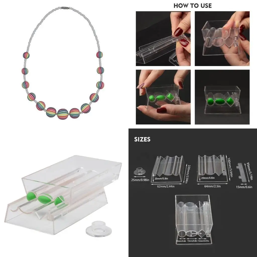 

P9FE Clear Acrylic Beads Rolling Roller Tool Circular Oval Rhombus Shaped Bead Maker