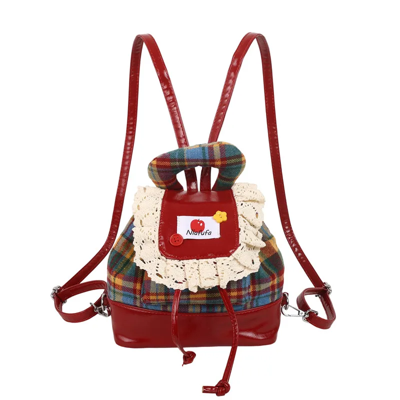 

Bags women handbags ladies. 2025 New Women's Versatile Bag - Sweet Lace Trim Canvas Tote/Backpack with Color-block Check Pattern