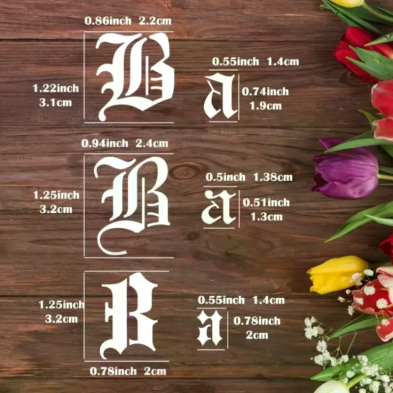 Calligraphy Stencil, 6-Pack Reusable Old English Letter Number Template For DIY Painting, Craft, Scrapbooking Gothic